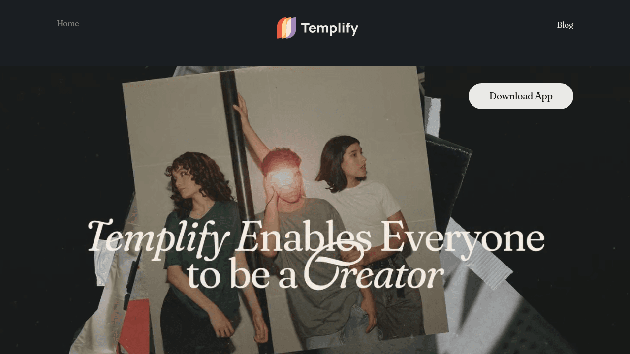 Templify interface screenshot showing main features and user interface
