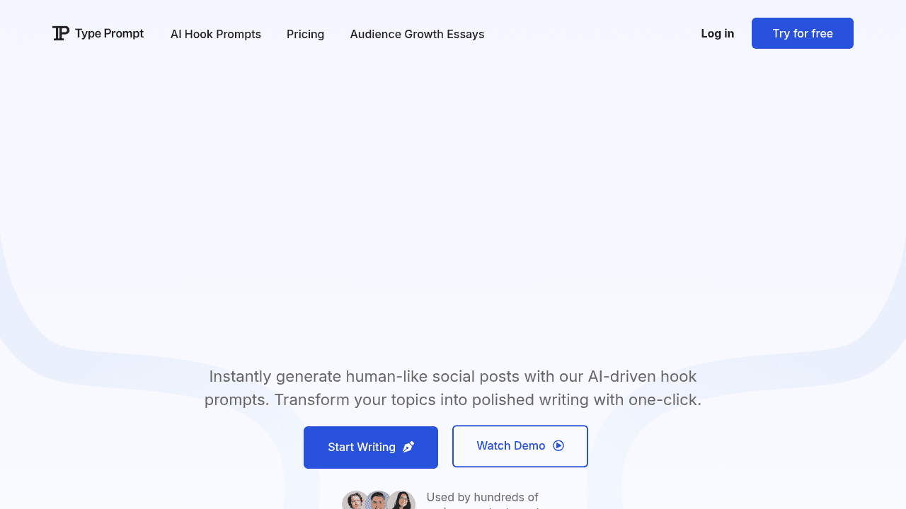 TypePrompt interface screenshot showing main features and user interface