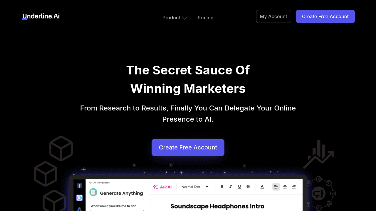 Underline.ai interface screenshot showing main features and user interface