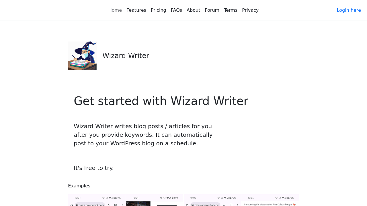 Wizard Writer interface screenshot showing main features and user interface