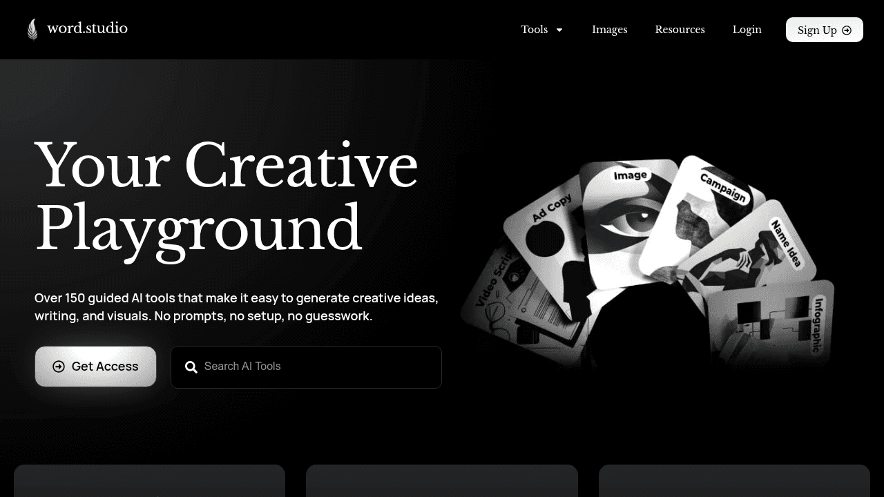 Word.studio interface screenshot showing main features and user interface