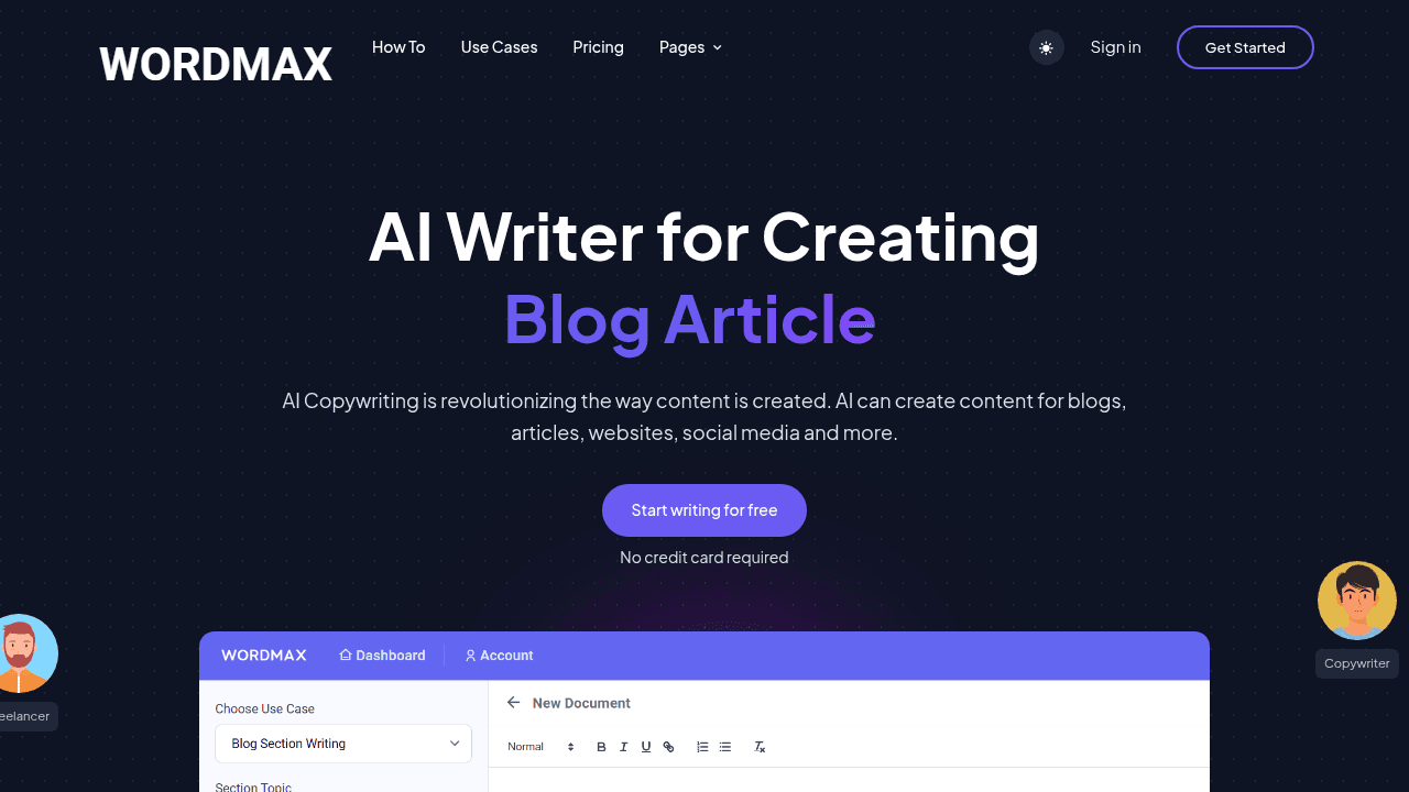 Wordmax interface screenshot showing main features and user interface