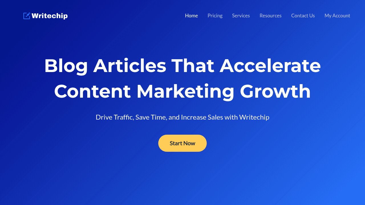 Writechip interface screenshot showing main features and user interface