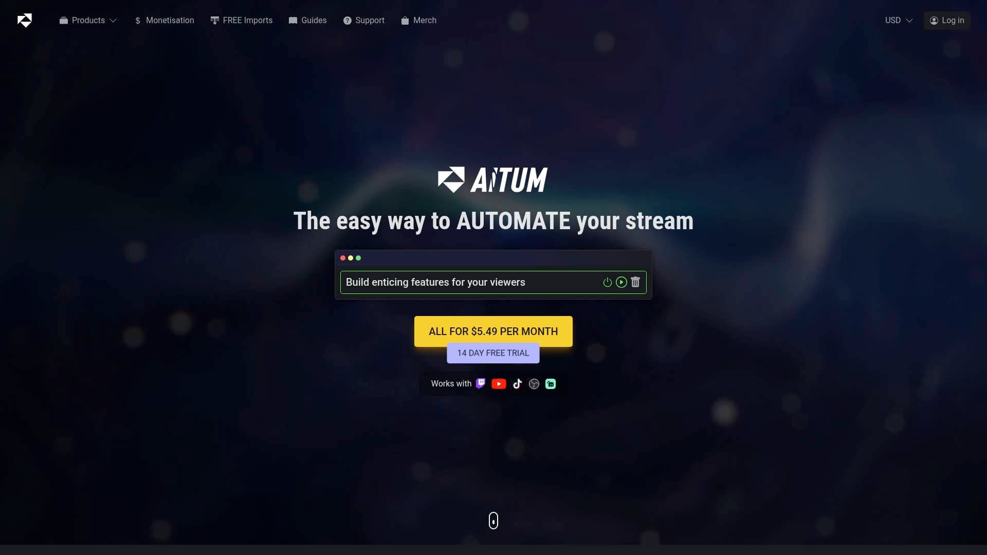 Aitum interface screenshot showing main features and user interface
