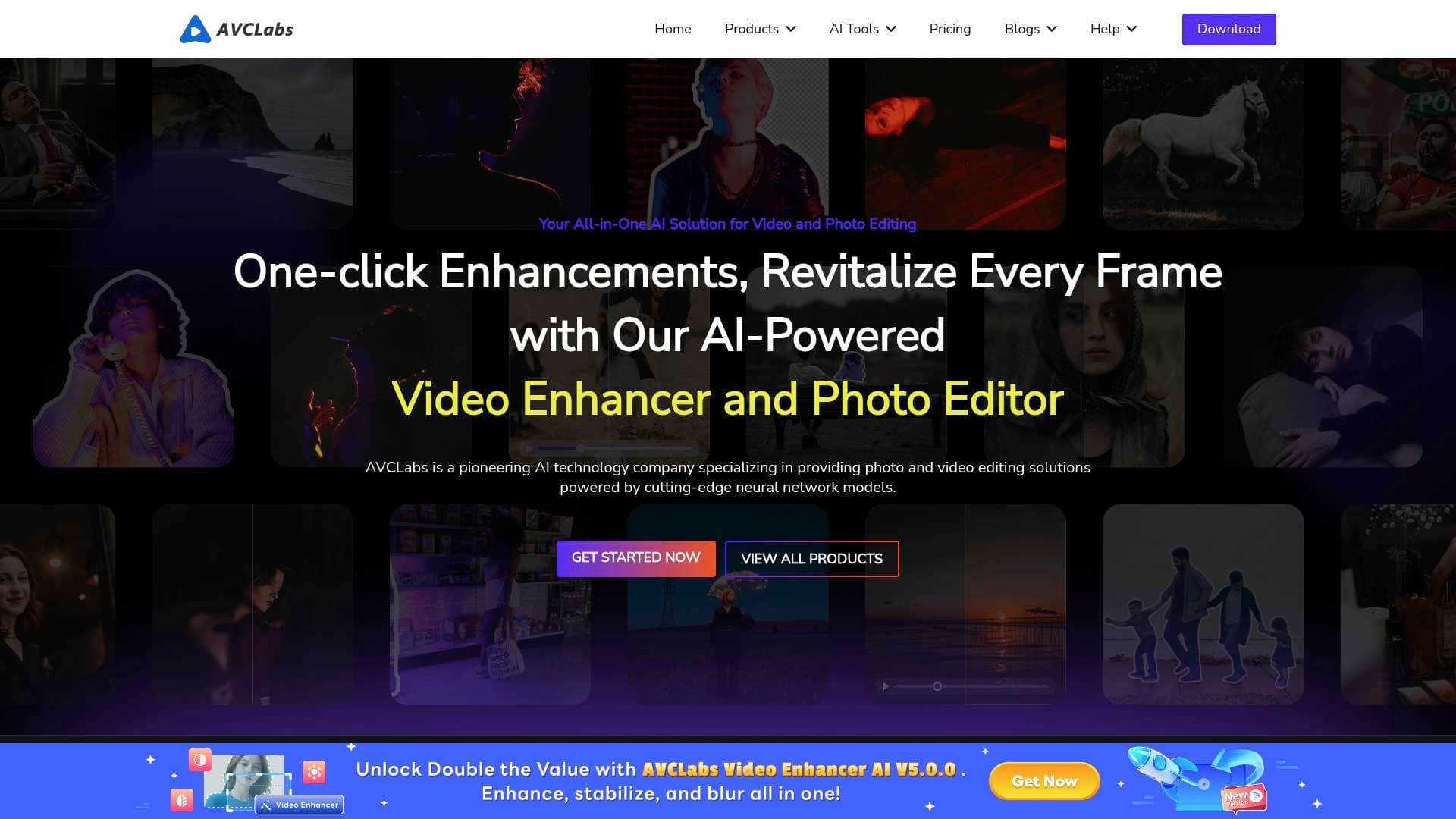 AVCLabs interface screenshot showing main features and user interface