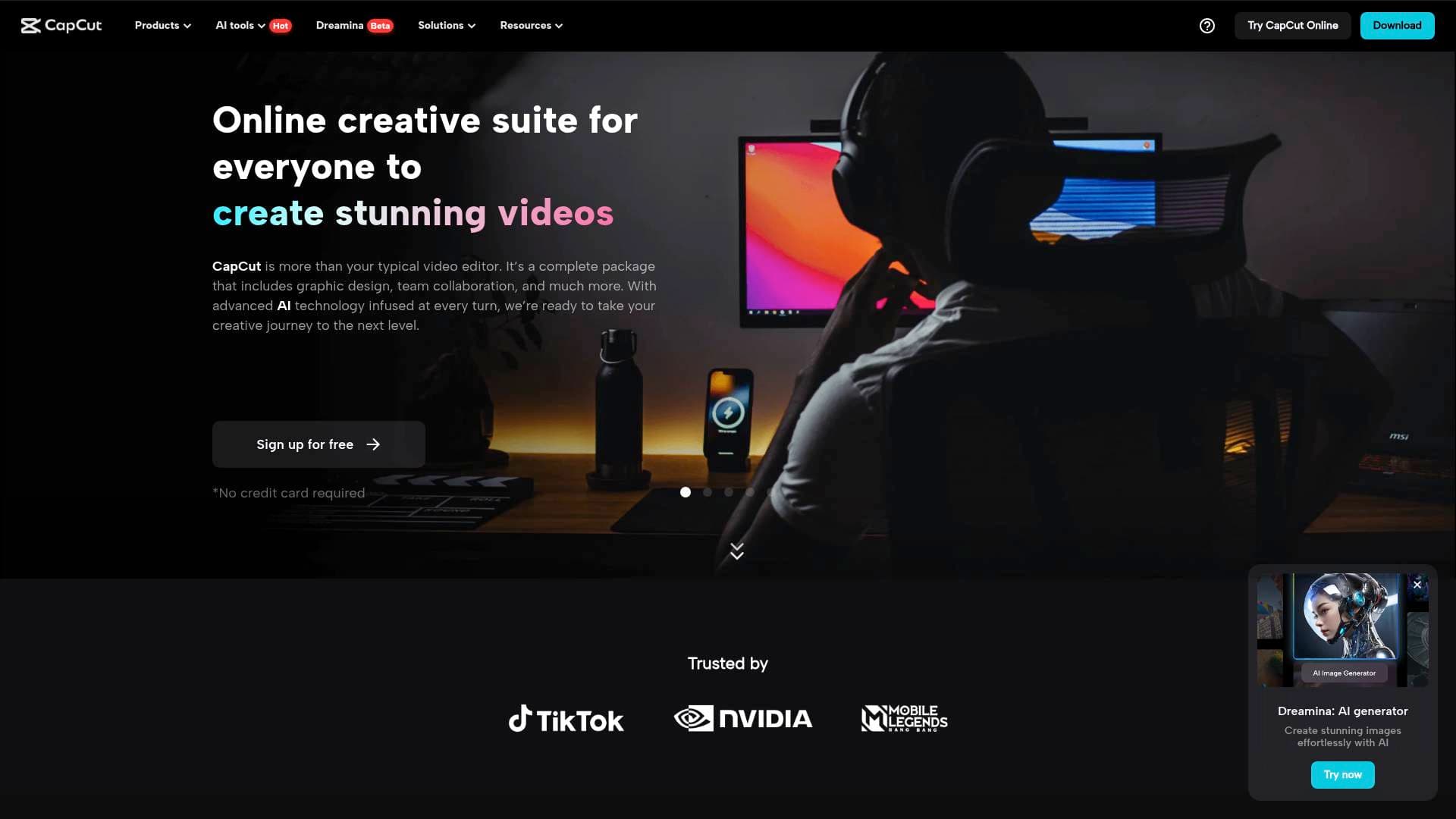 Cap Cut interface screenshot showing main features and user interface