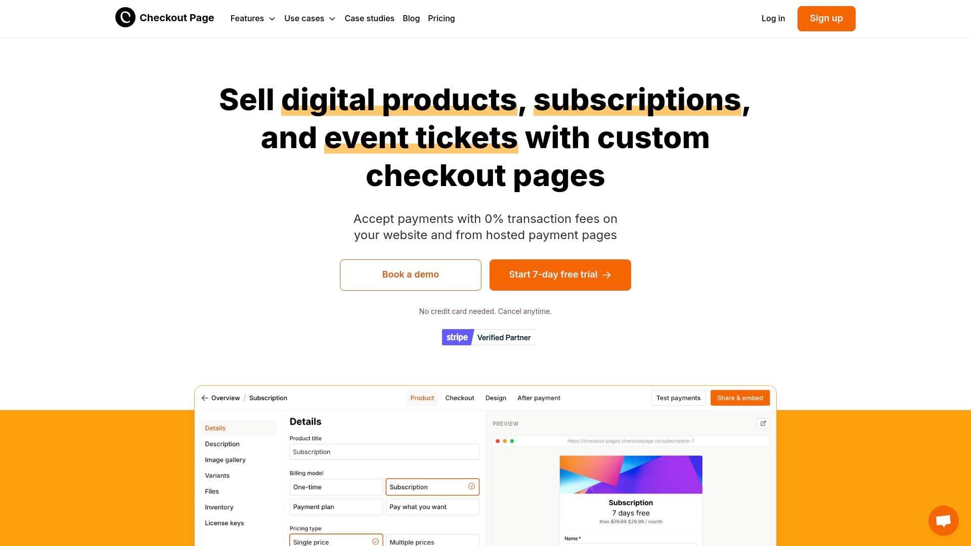 CheckoutPage interface screenshot showing main features and user interface