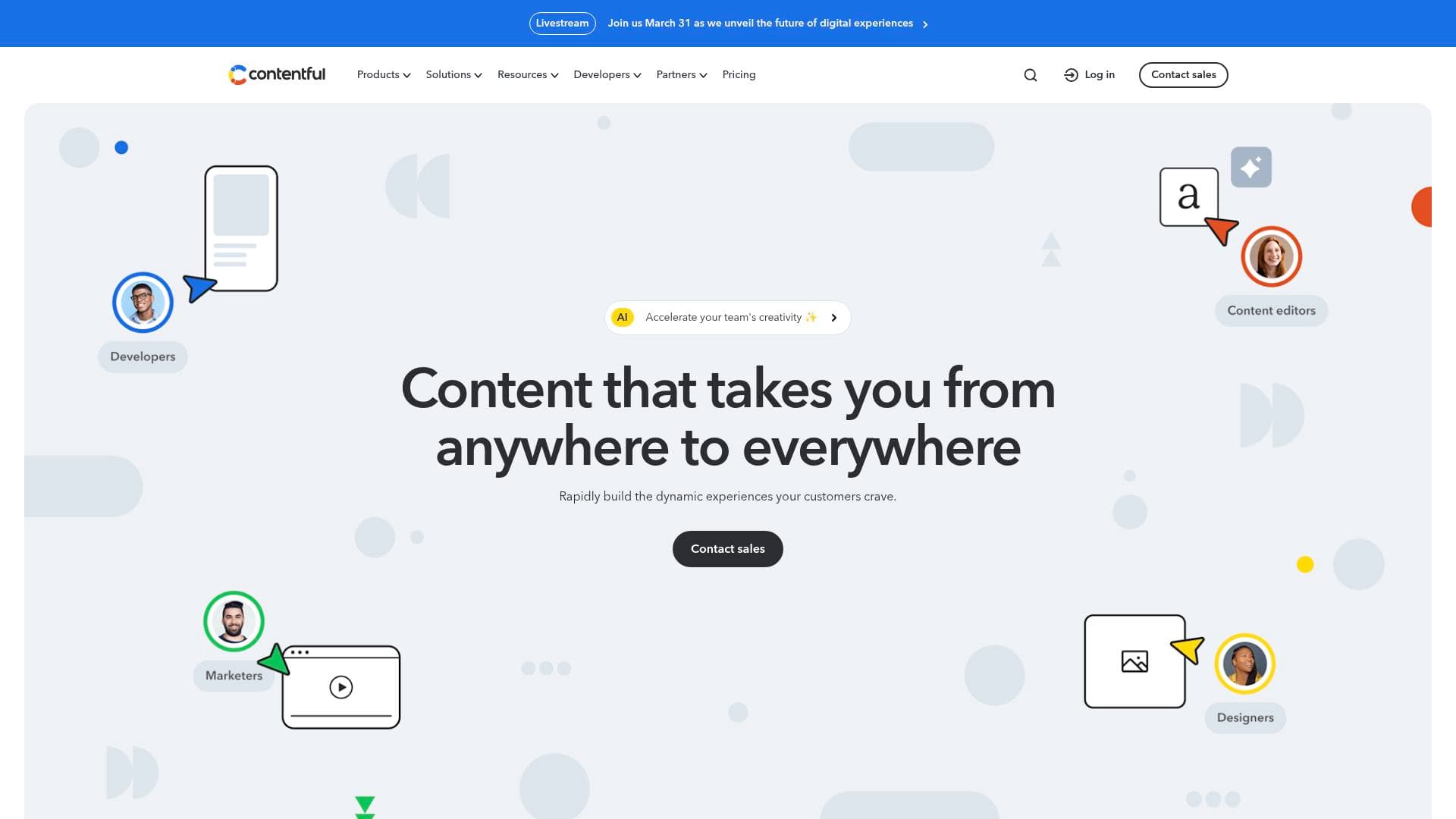 Contentful interface screenshot showing main features and user interface