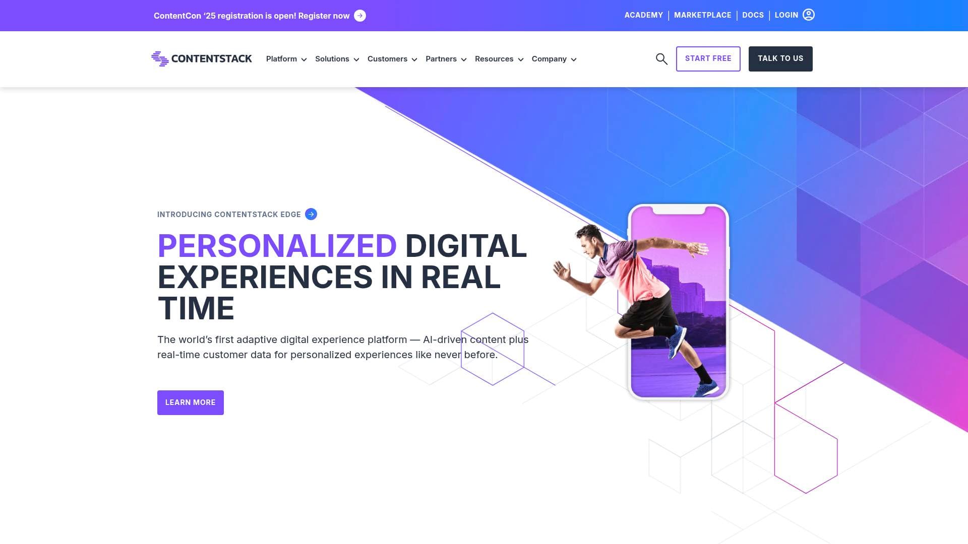 Contentstack interface screenshot showing main features and user interface