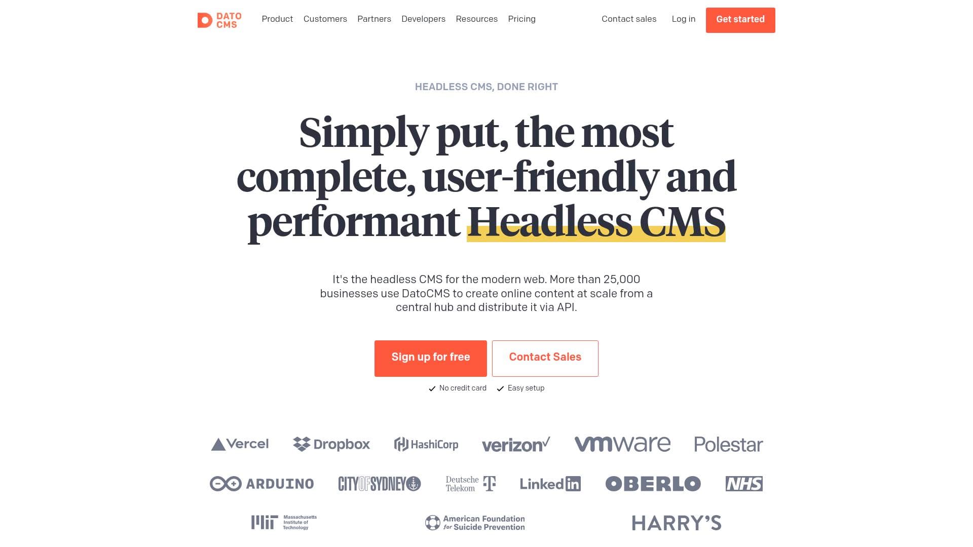 DatoCMS interface screenshot showing main features and user interface