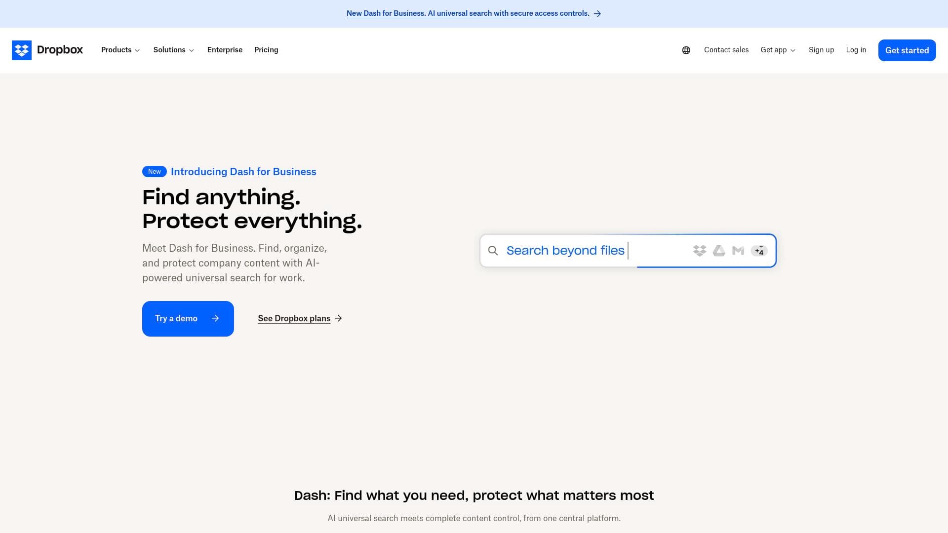Dropbox interface screenshot showing main features and user interface