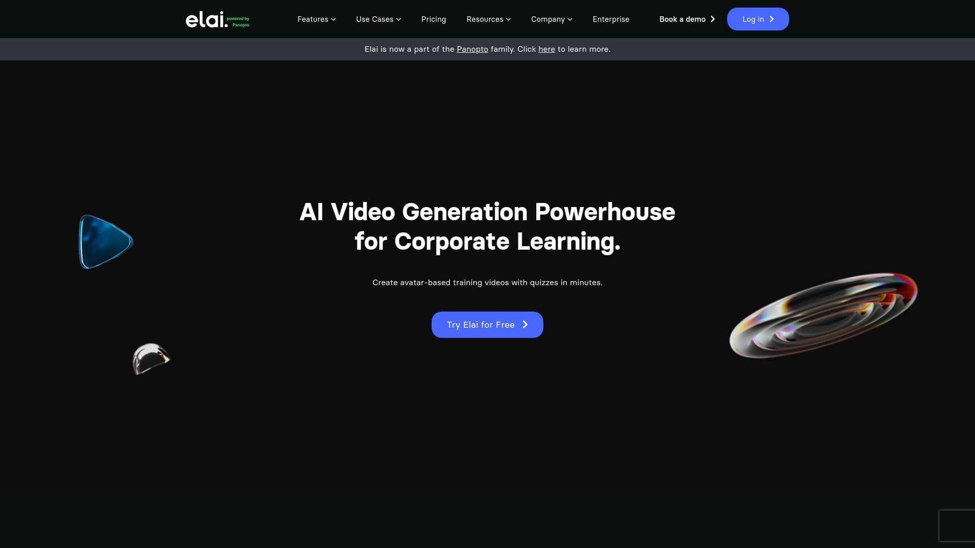 Elai interface screenshot showing main features and user interface