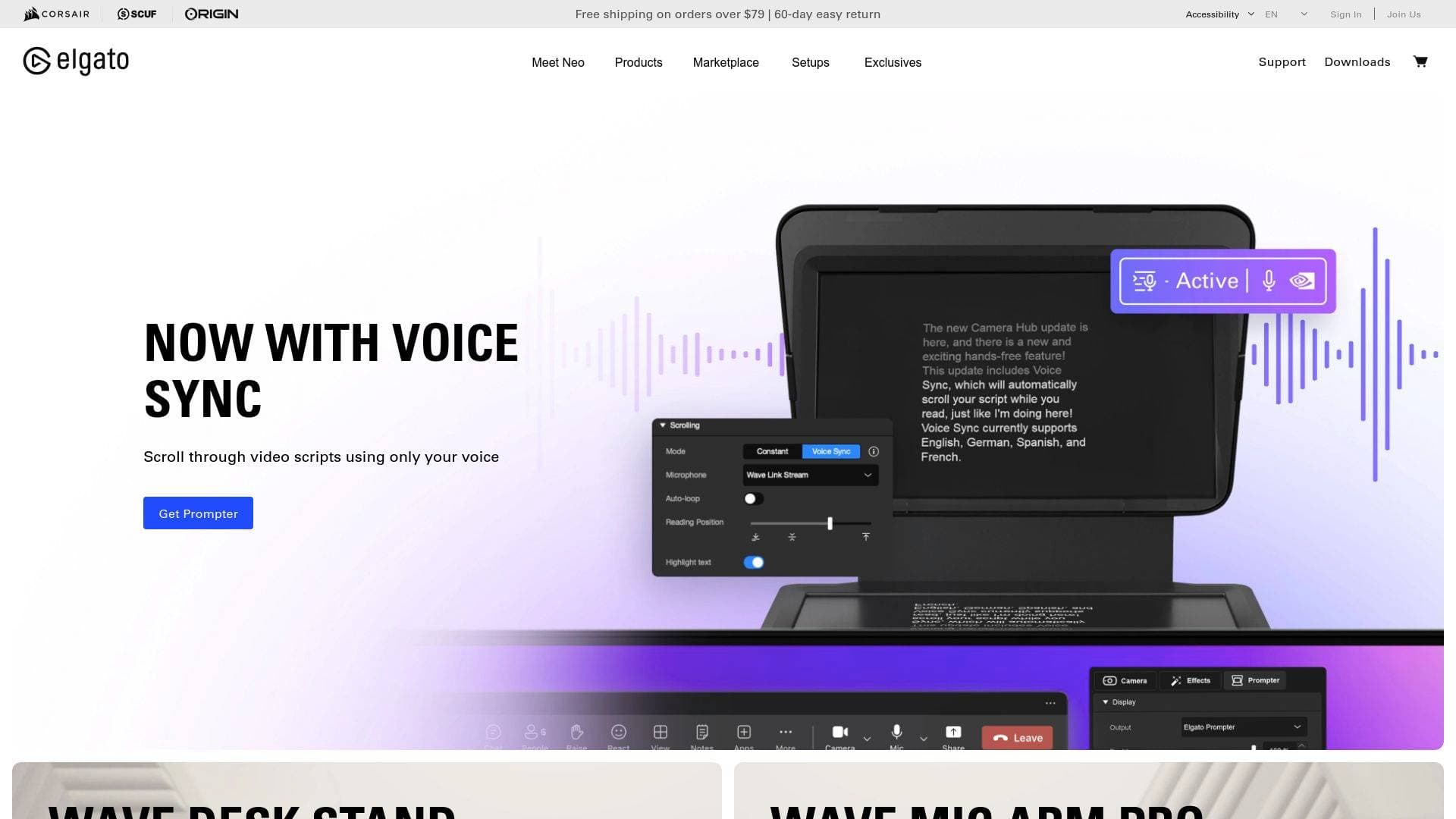 EpocCam interface screenshot showing main features and user interface