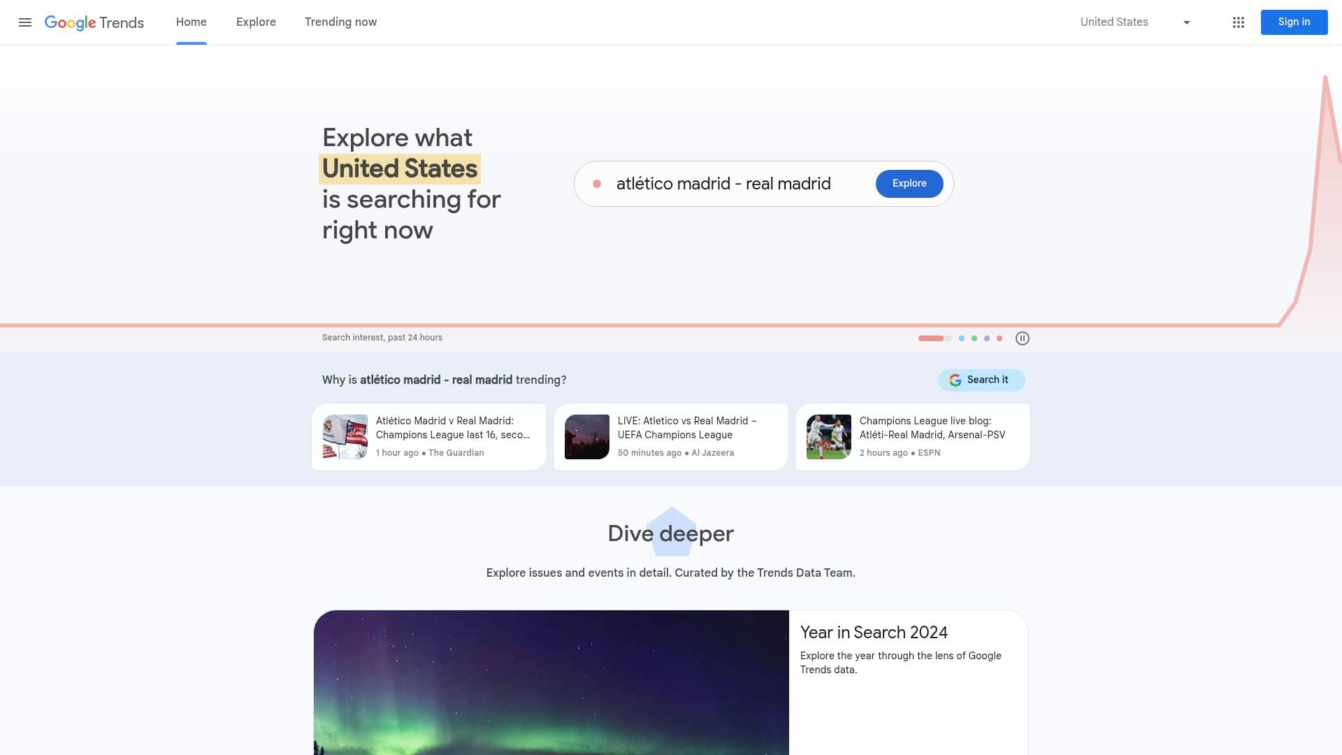 Google Trends interface screenshot showing main features and user interface