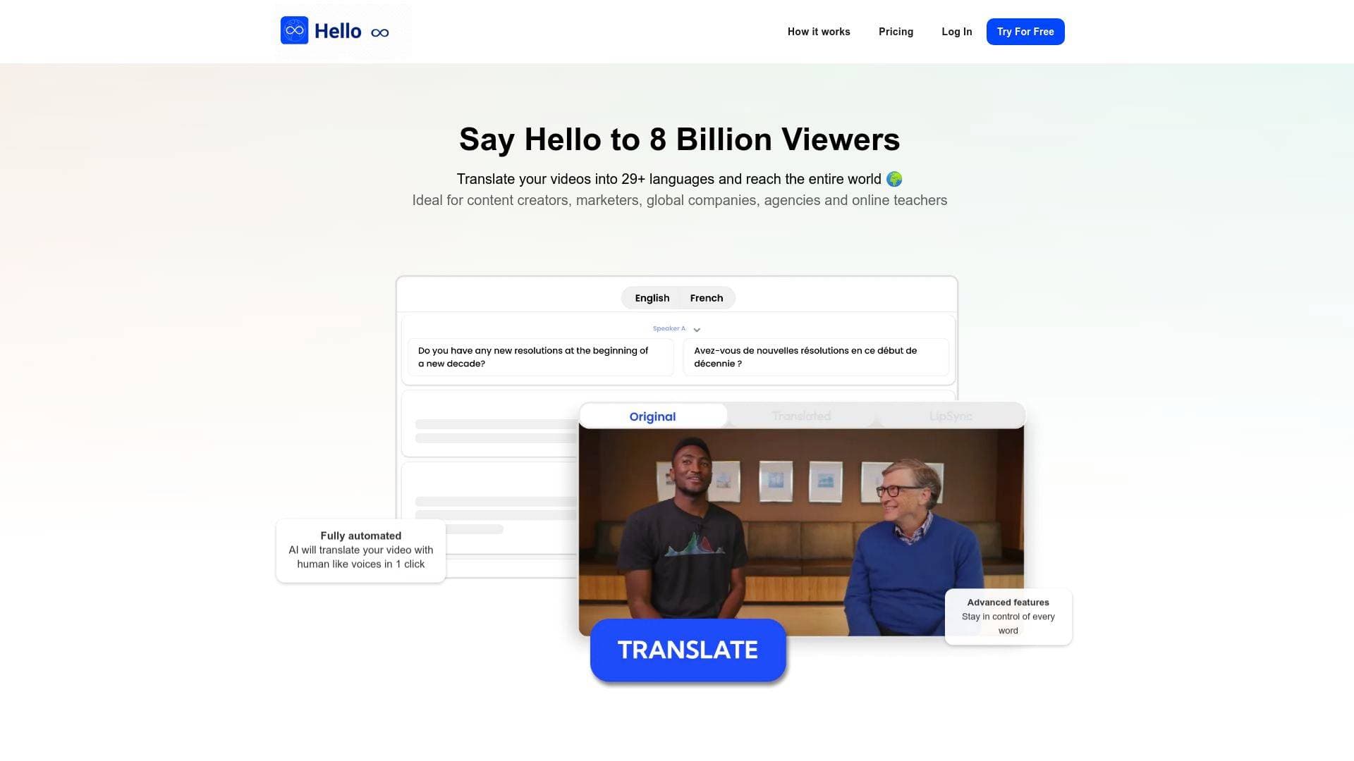 Hellohola interface screenshot showing main features and user interface