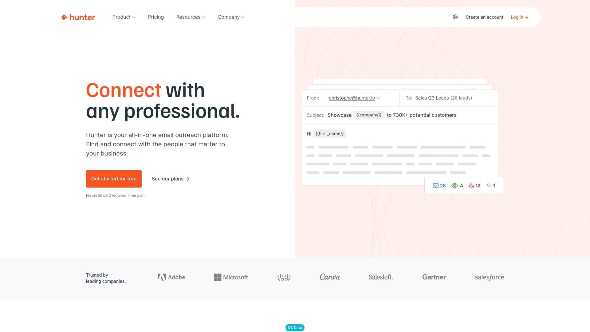 Hunter interface screenshot showing main features and user interface