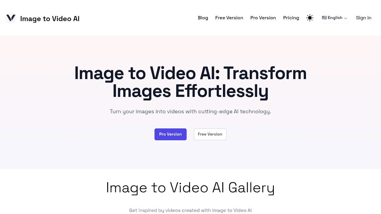 Image to Video AI interface screenshot showing main features and user interface