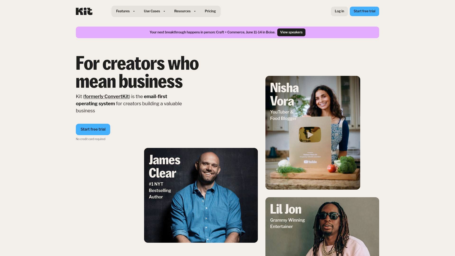 Kit interface screenshot showing main features and user interface