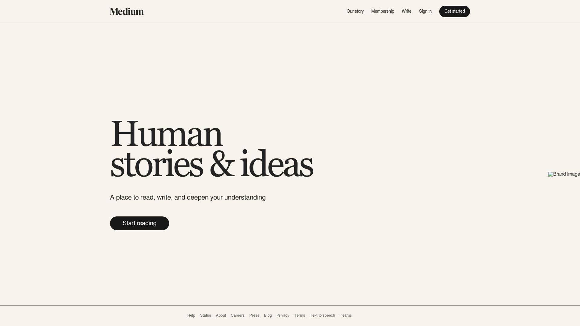Medium interface screenshot showing main features and user interface