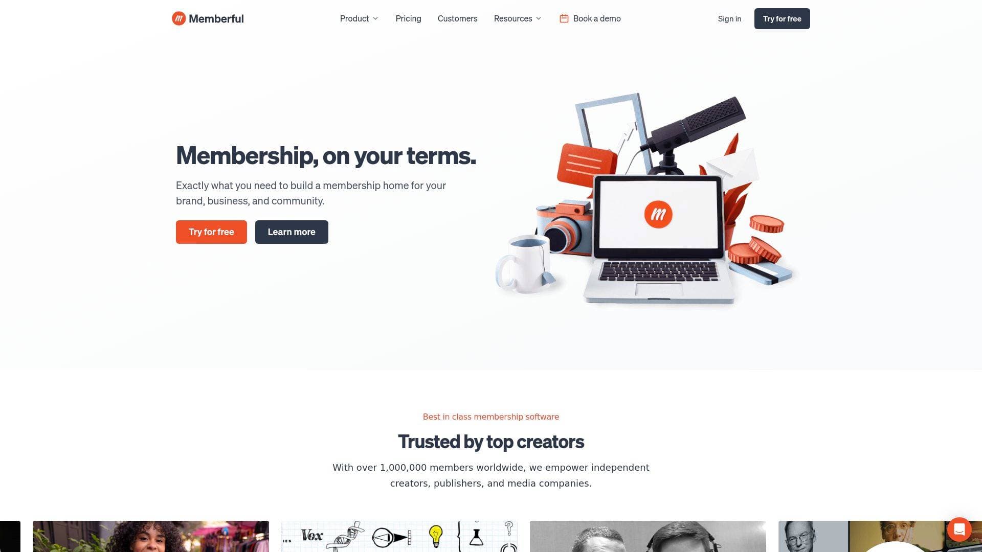 Memberful interface screenshot showing main features and user interface