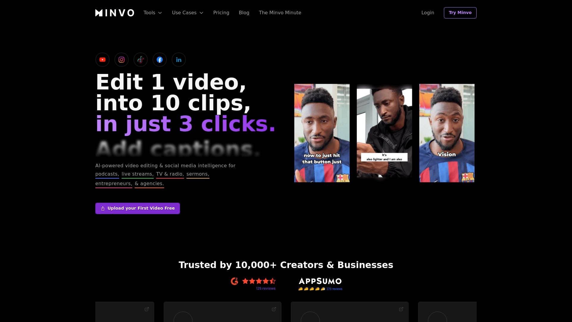 Minvo interface screenshot showing main features and user interface