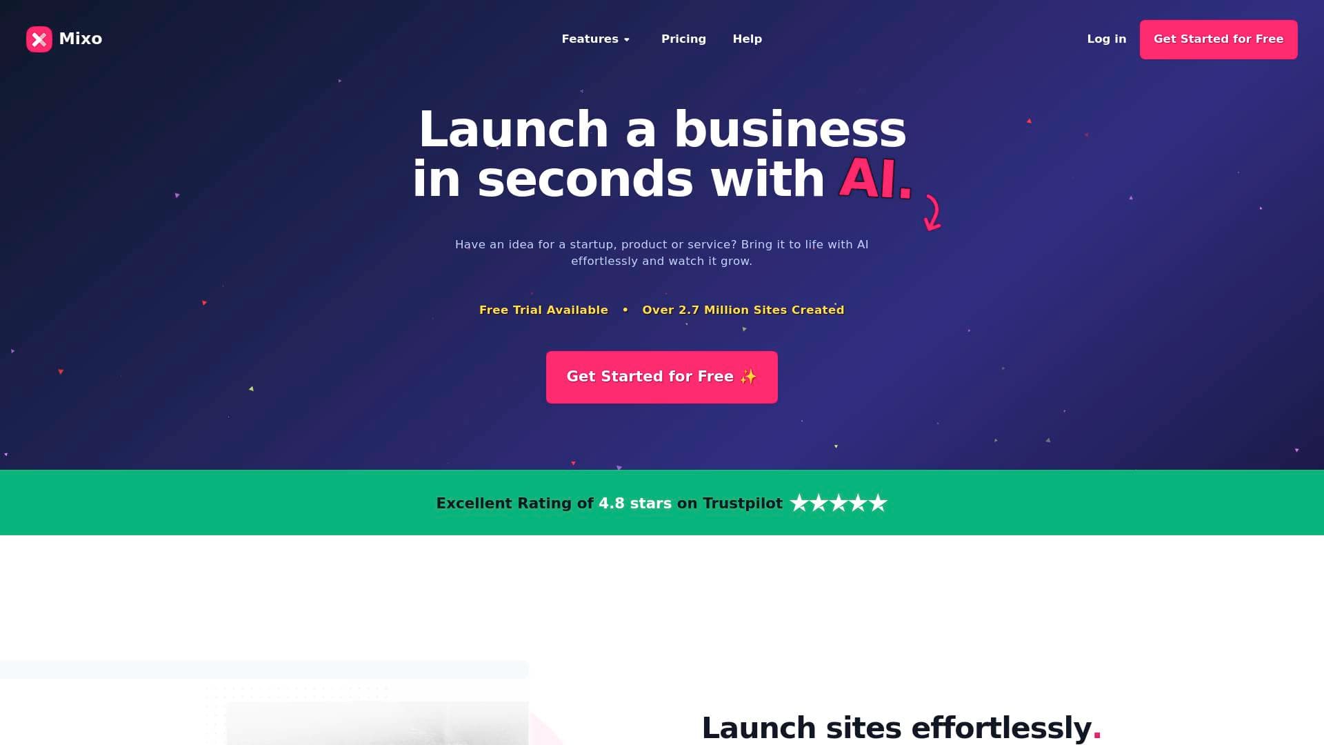 Mixo interface screenshot showing main features and user interface