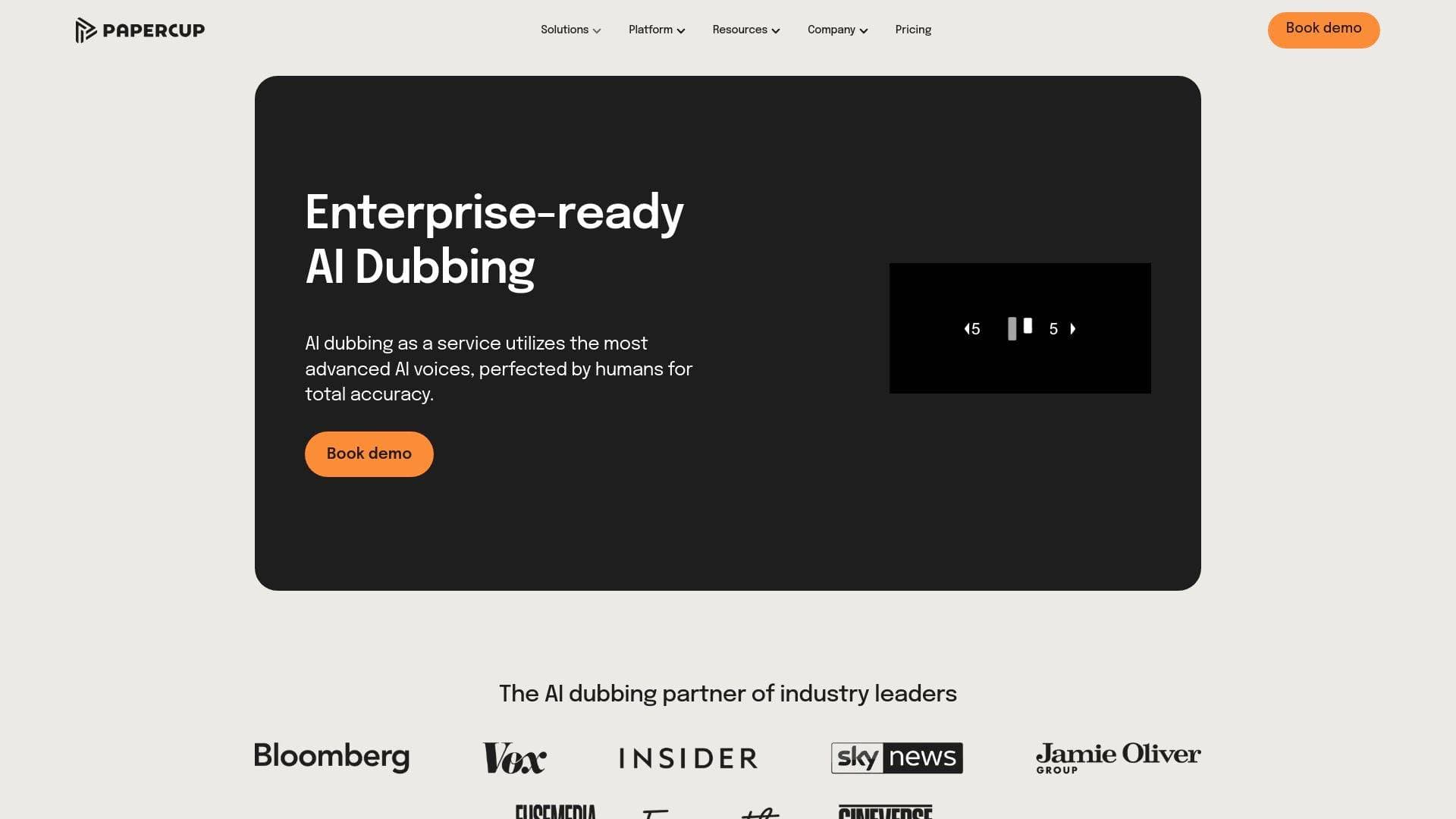 Papercup interface screenshot showing main features and user interface