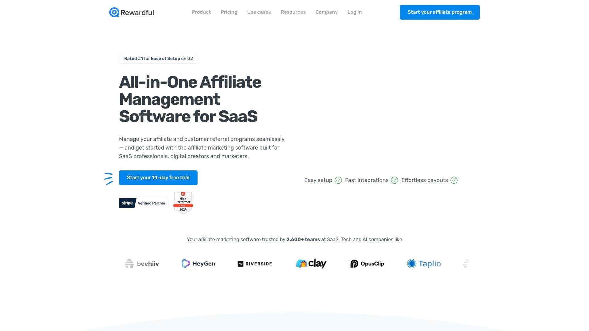 Rewardful interface screenshot showing main features and user interface
