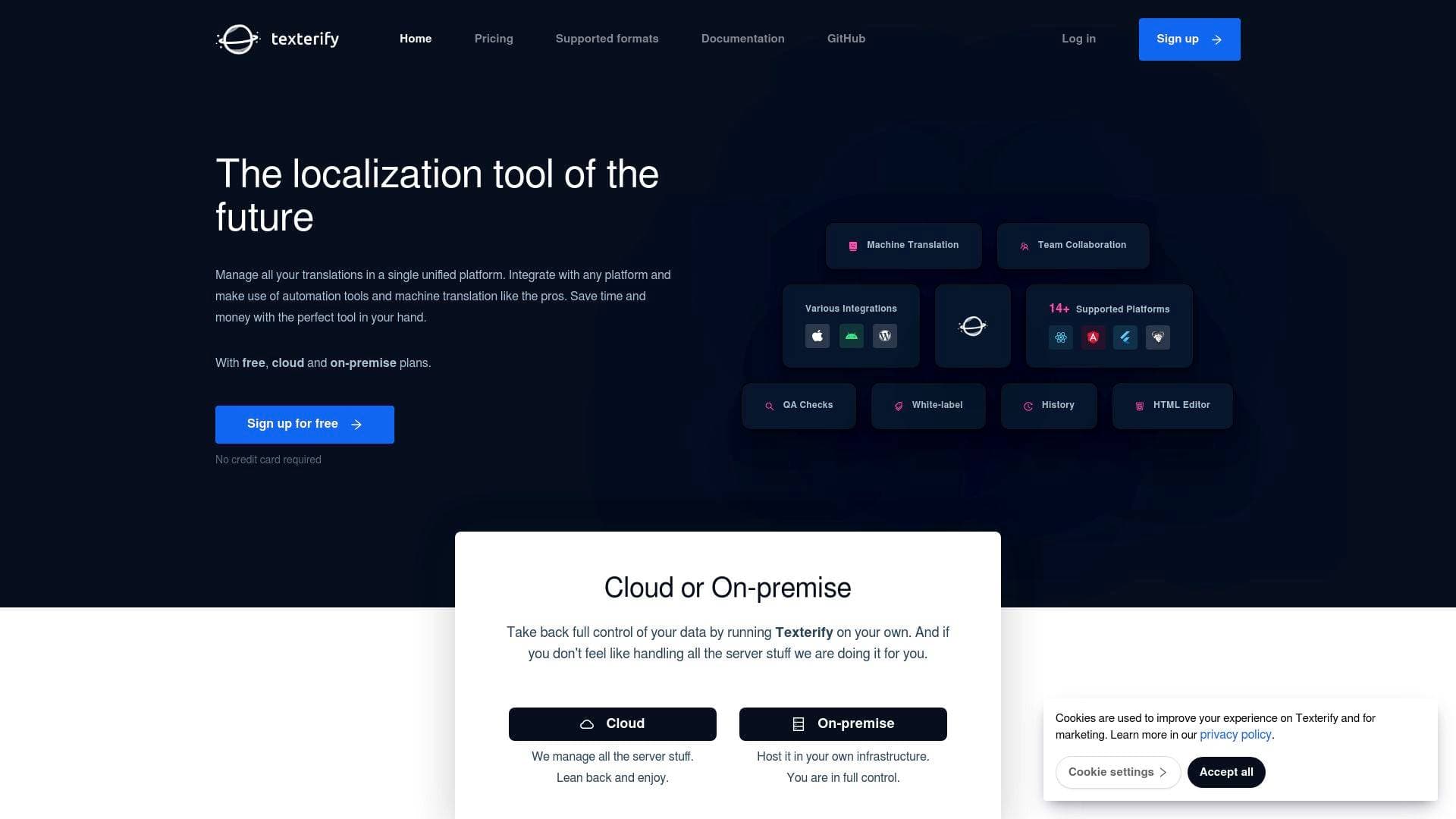 Texterify interface screenshot showing main features and user interface