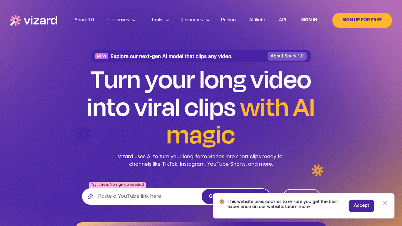 Vizard interface screenshot showing main features and user interface