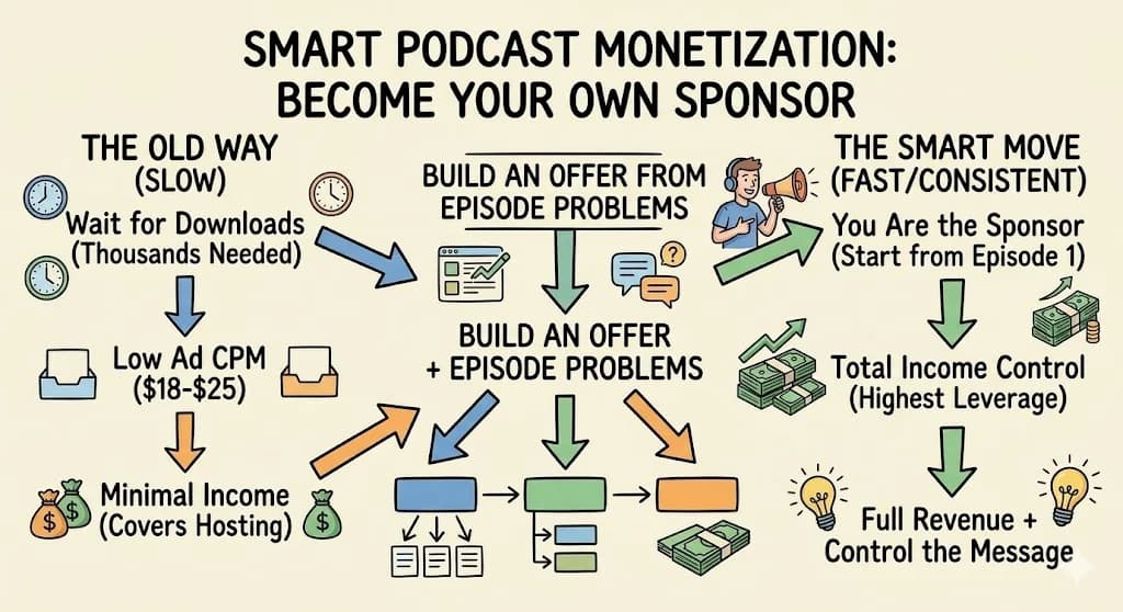 How to Monetize Your Podcast Without Waiting for Sponsorships - Featured blog post image