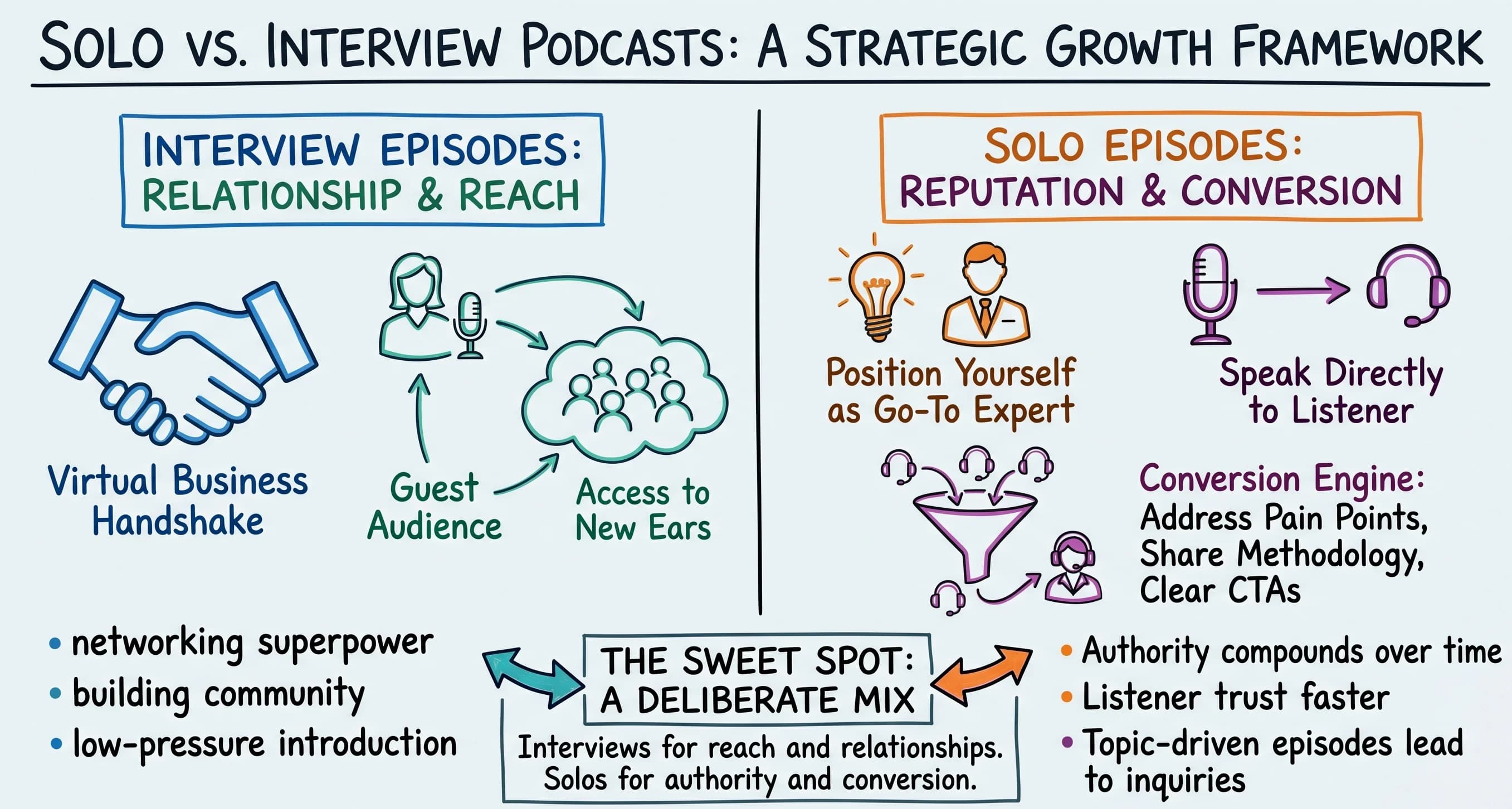 Solo vs. Interview Episodes: How to Choose the Right Podcast Format for Audience Growth and Authority - Featured blog post image