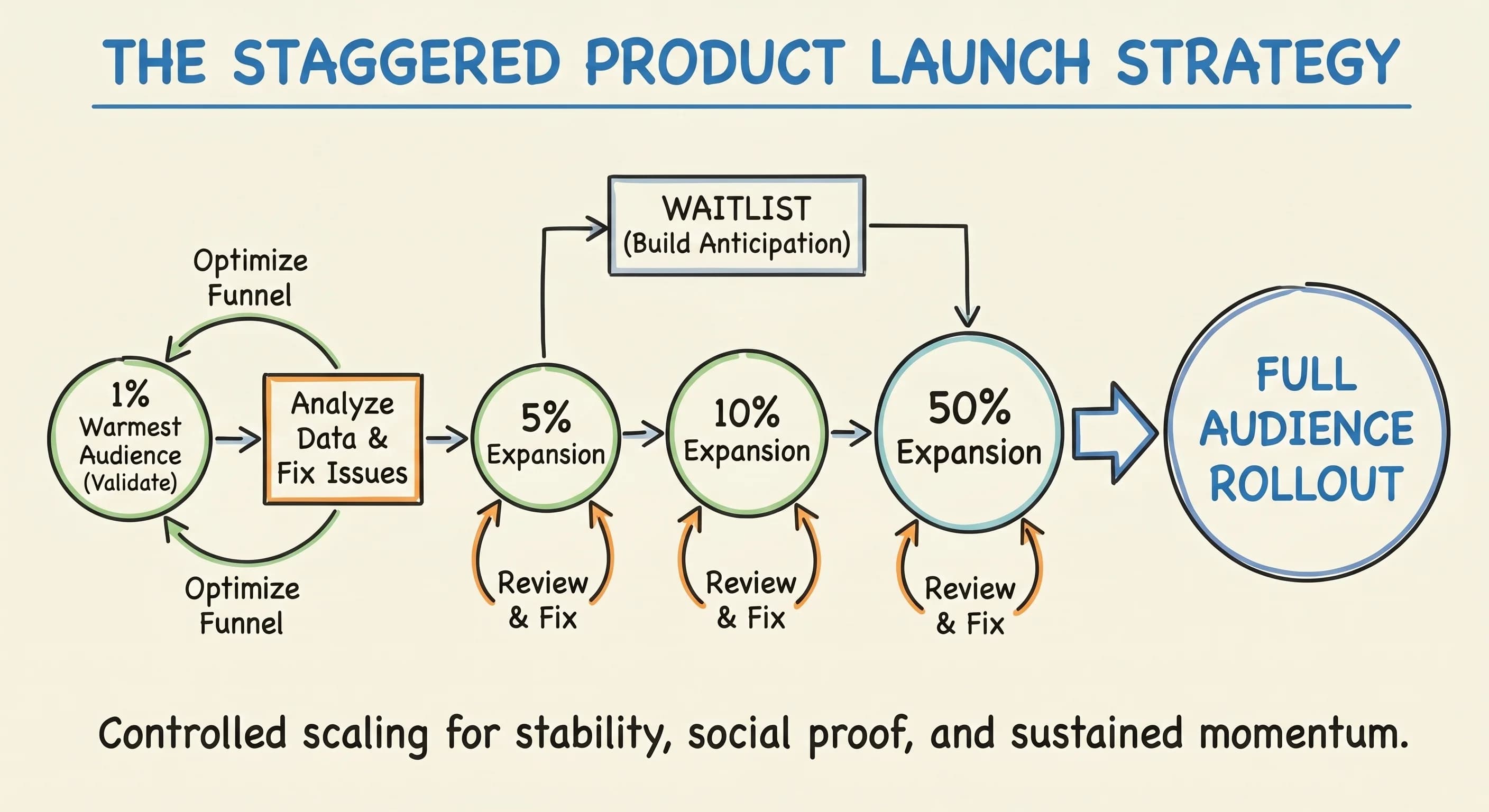 Staggered Product Launch Strategy: How Content Creators Scale Without System Crashes - Featured blog post image