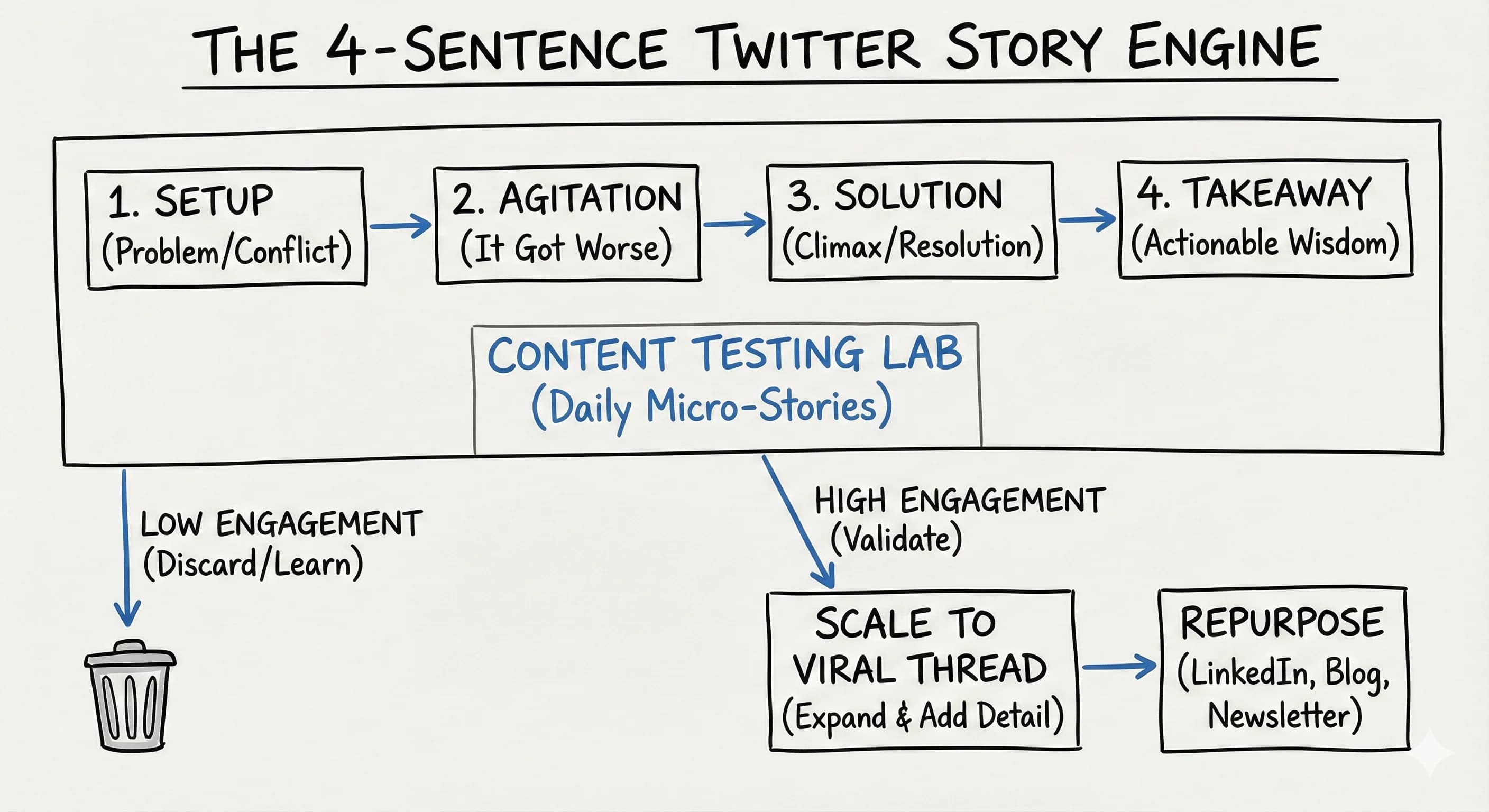 The 4-Sentence Story Structure for Twitter Content Creators - Blog post thumbnail