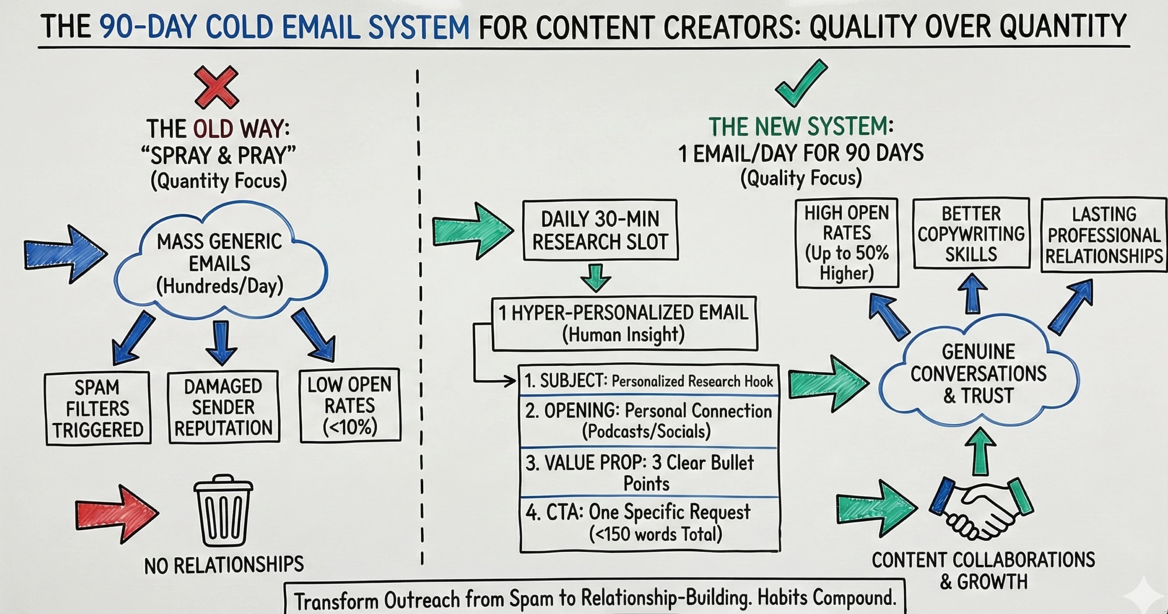 The 90-Day Cold Email Outreach System for Content Creators - Blog post thumbnail