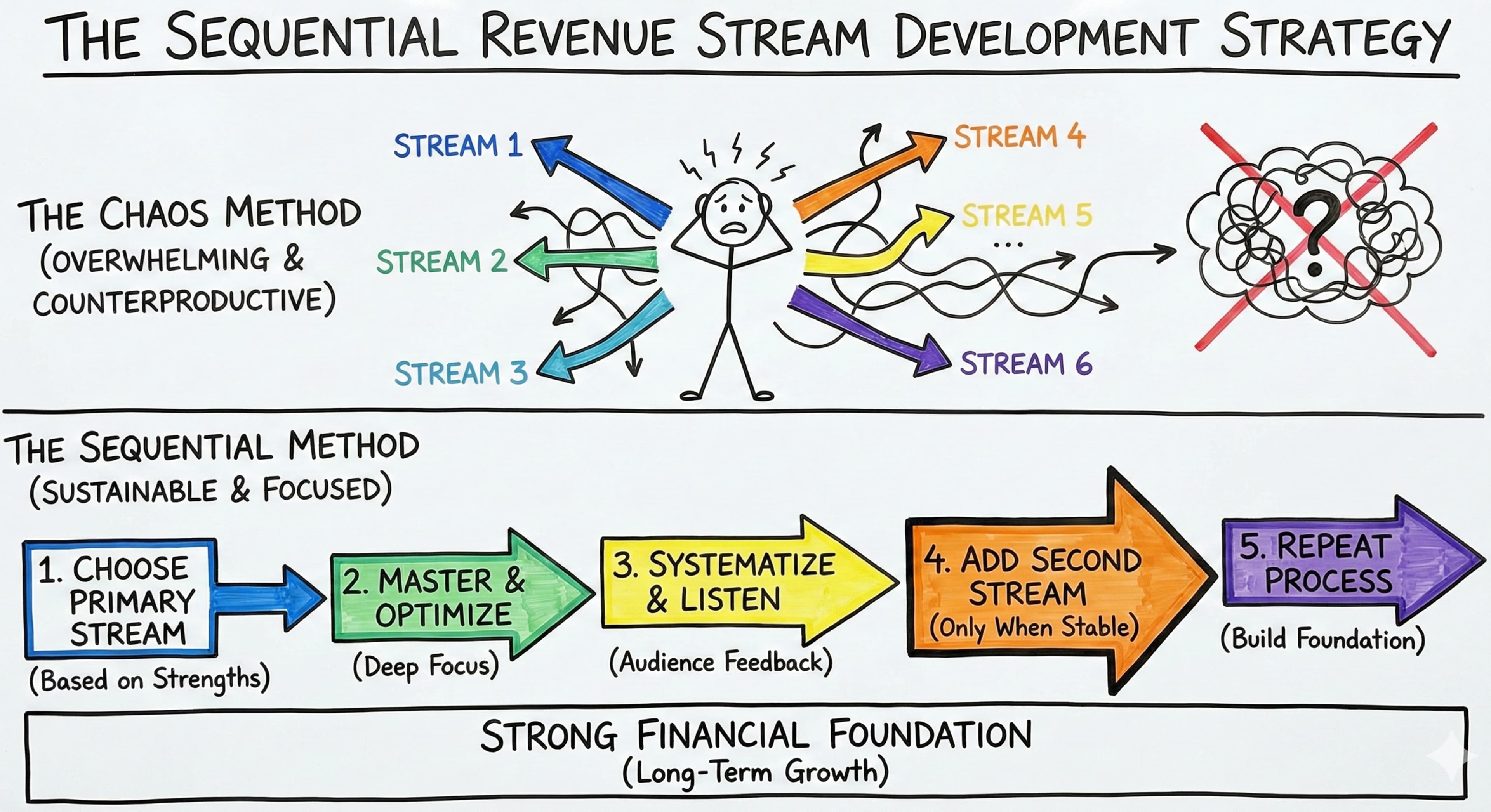 The Sequential Revenue Stream Development Strategy: Building Sustainable Income Through Content Creation - Blog post thumbnail