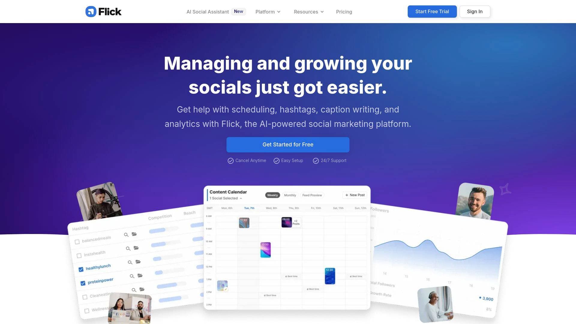 Flick interface screenshot showing main features and user interface