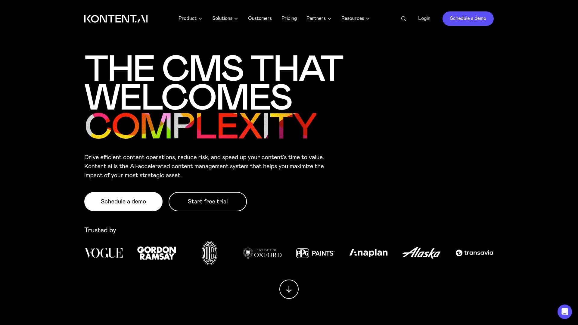 Kontent interface screenshot showing main features and user interface