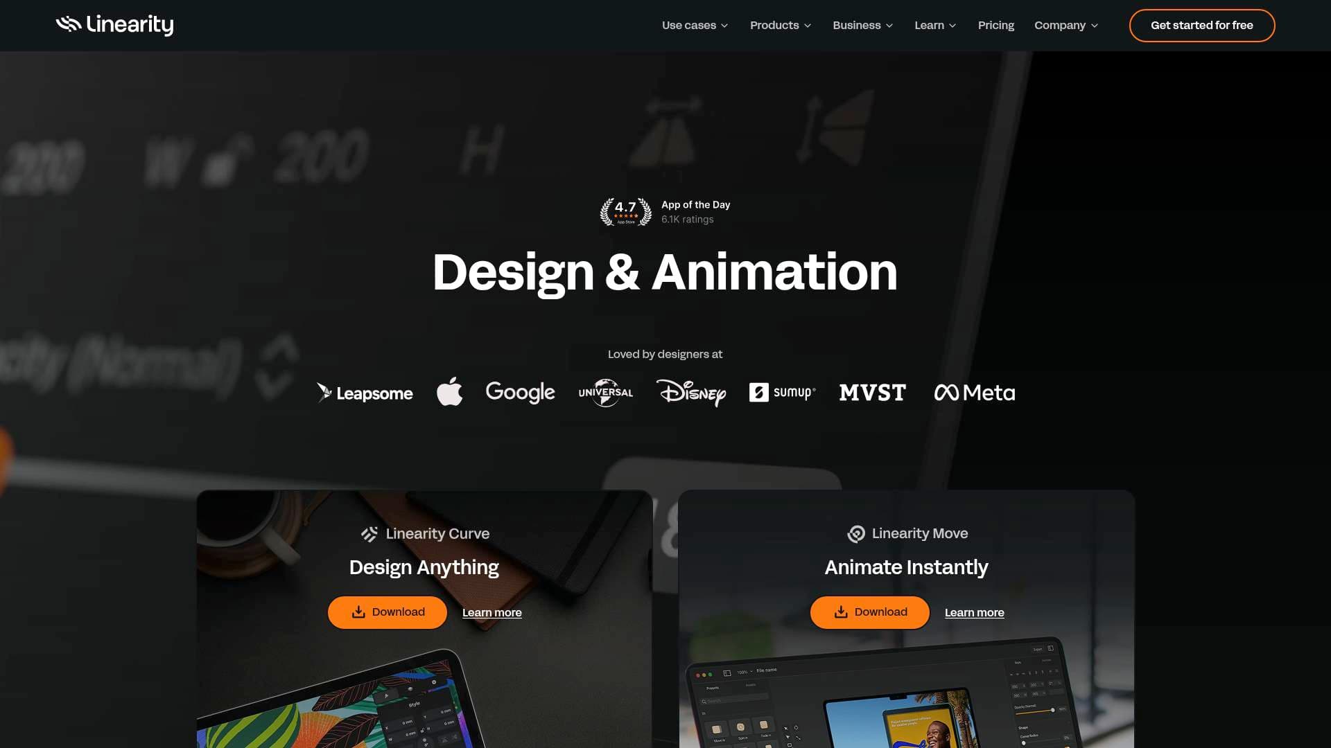 Linearity interface screenshot showing main features and user interface