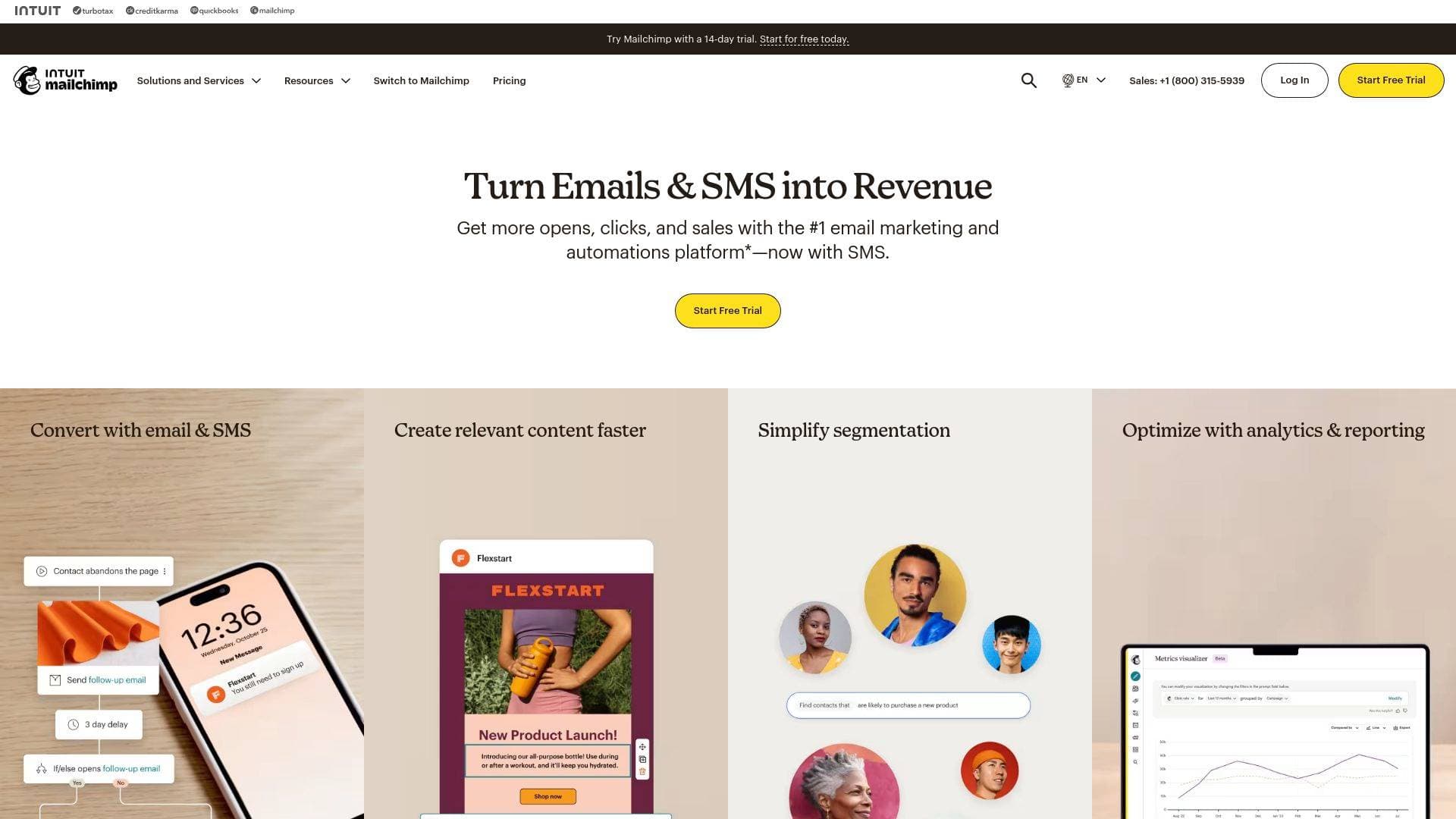Mailchimp interface screenshot showing main features and user interface