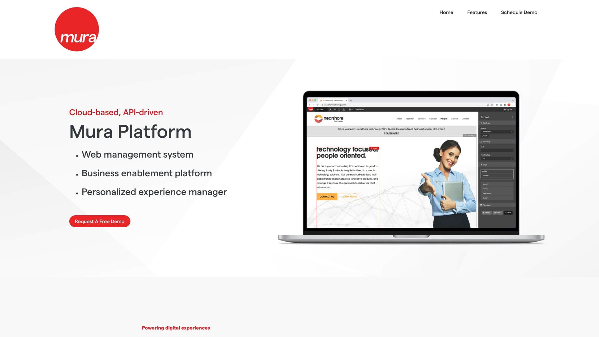 Mura interface screenshot showing main features and user interface
