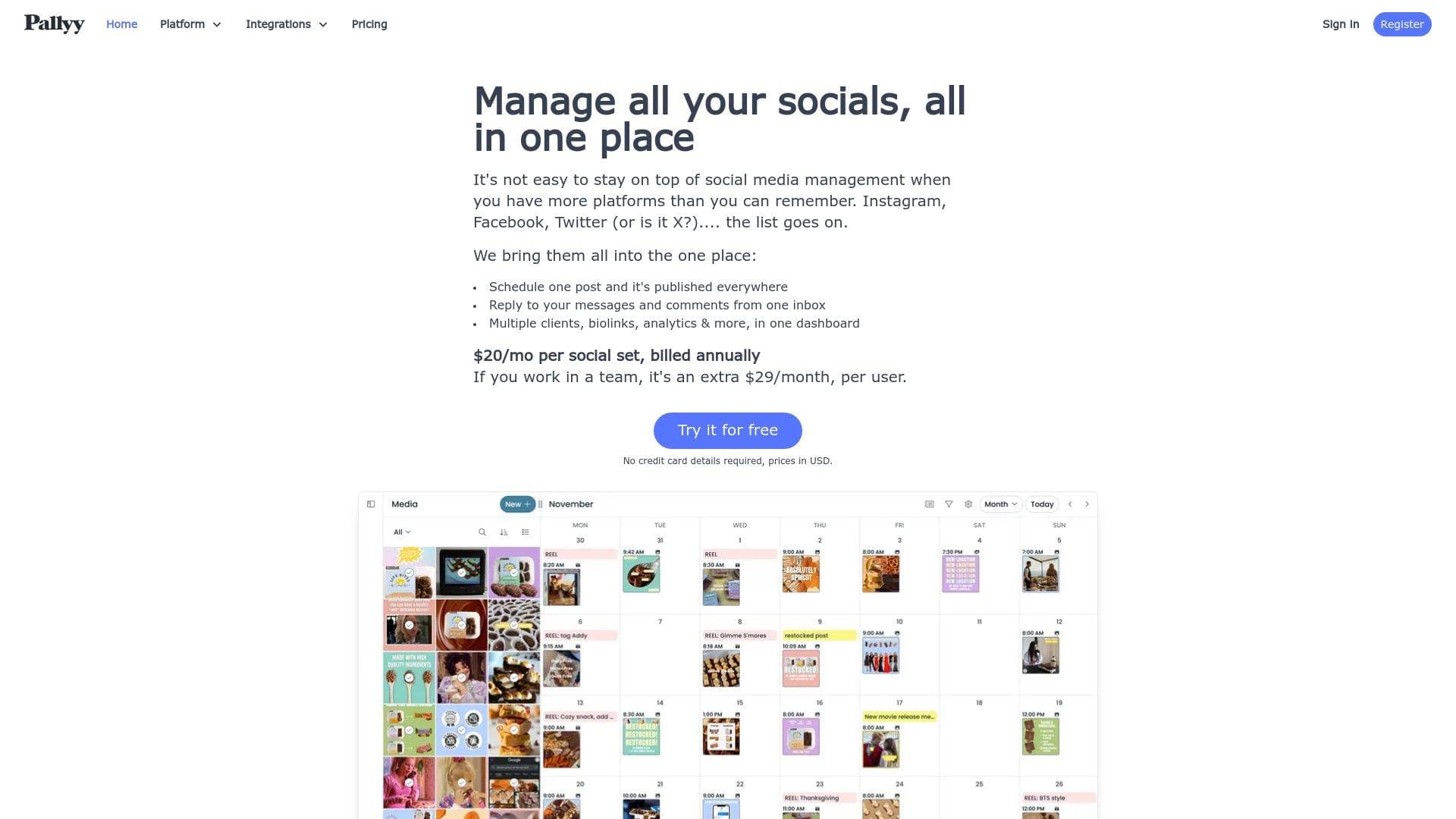 Pallyy interface screenshot showing main features and user interface