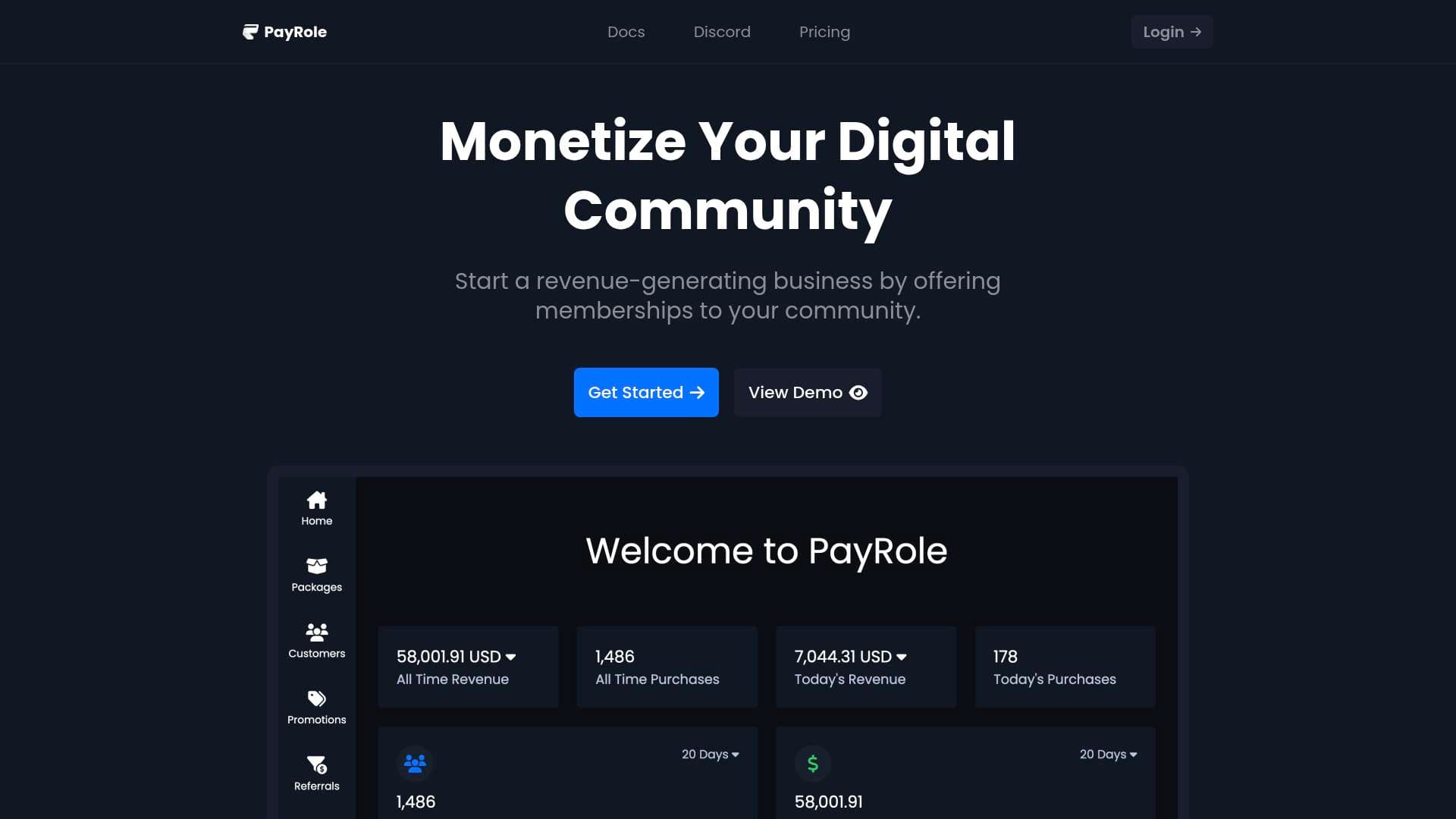 PayRole interface screenshot showing main features and user interface