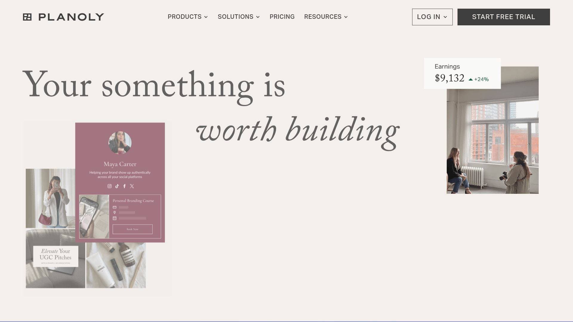 Planoly interface screenshot showing main features and user interface