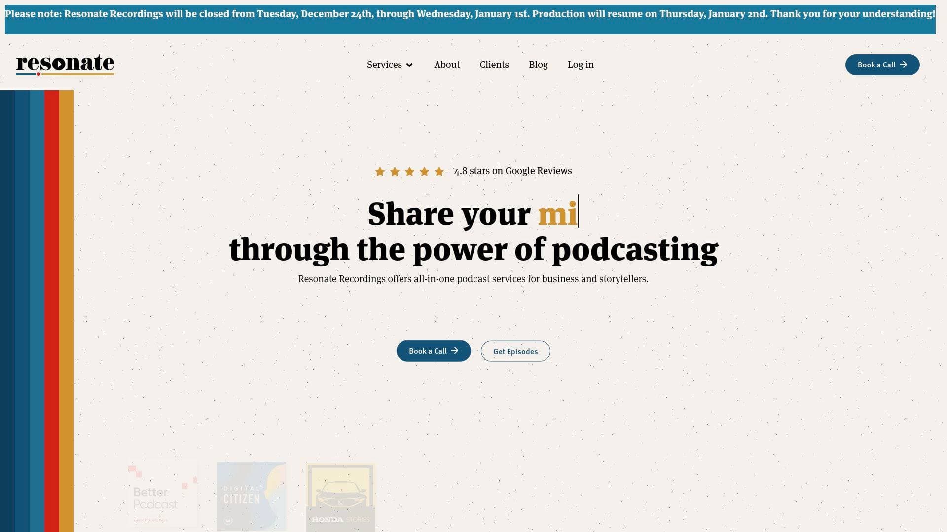 Resonate Recordings interface screenshot showing main features and user interface