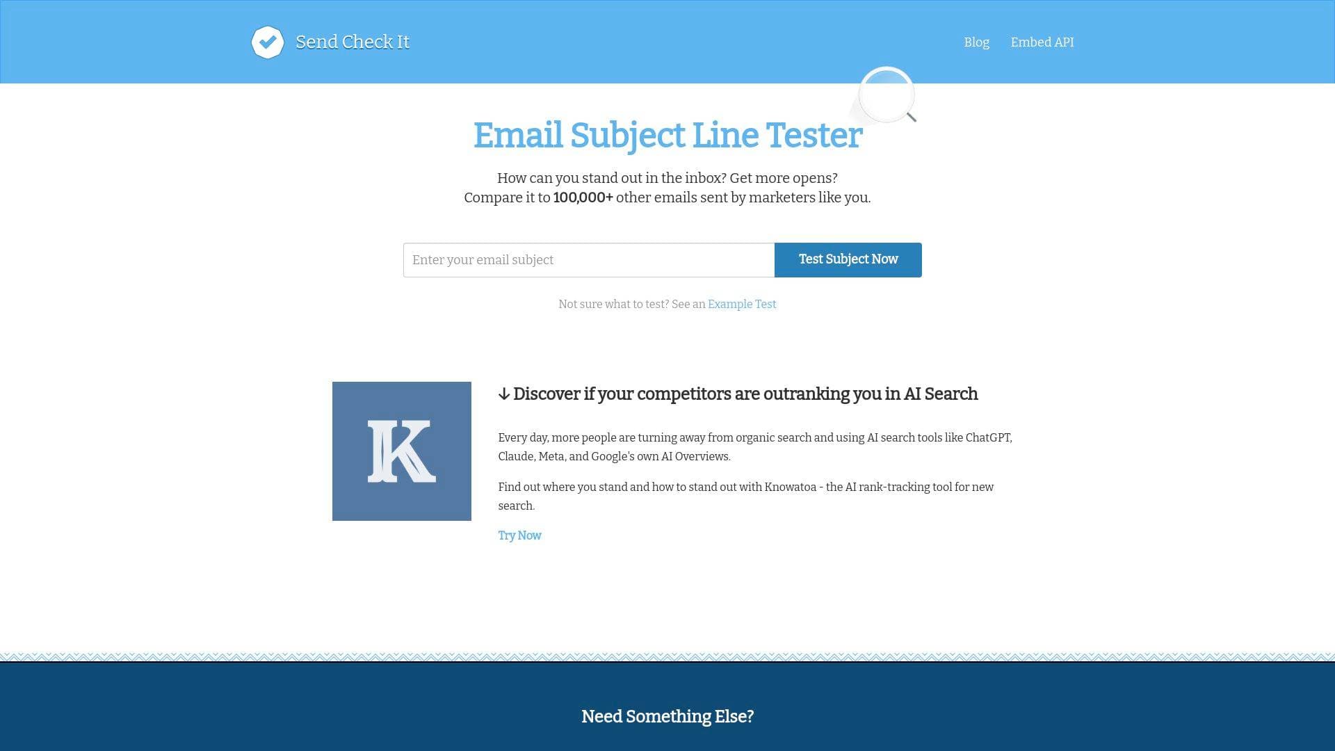 SendCheckit interface screenshot showing main features and user interface