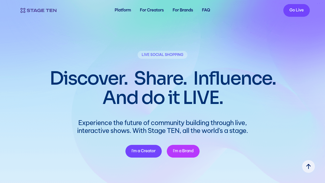 Stage Ten interface screenshot showing main features and user interface