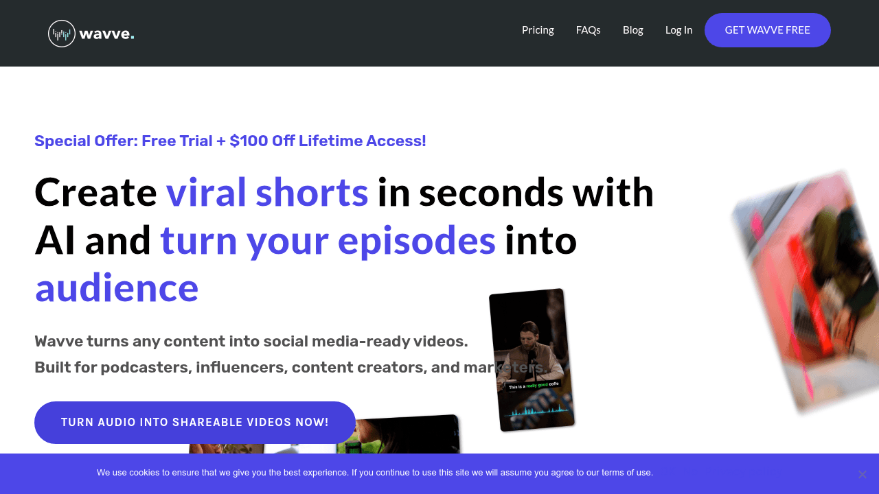Wavve interface screenshot showing main features and user interface