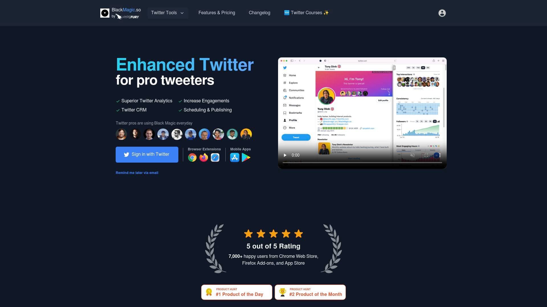 Black Magic interface screenshot showing main features and user interface