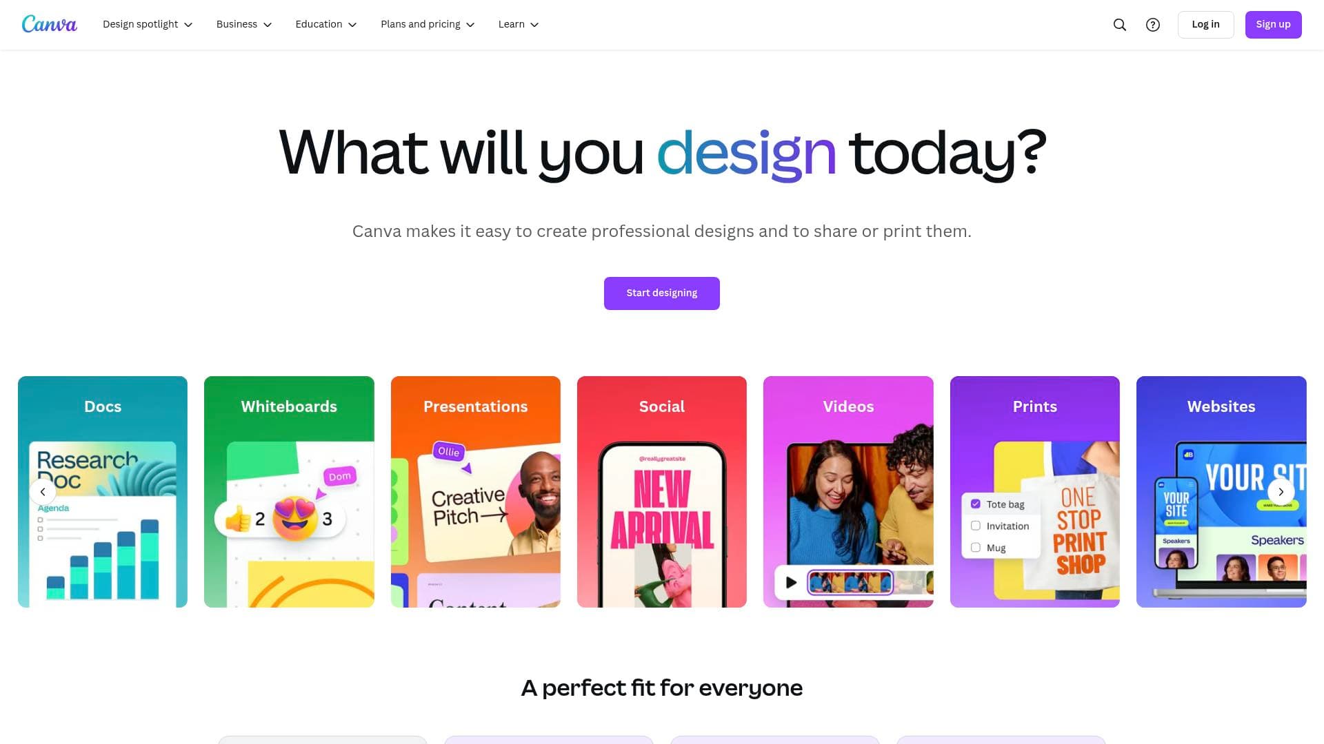 Canva interface screenshot showing main features and user interface